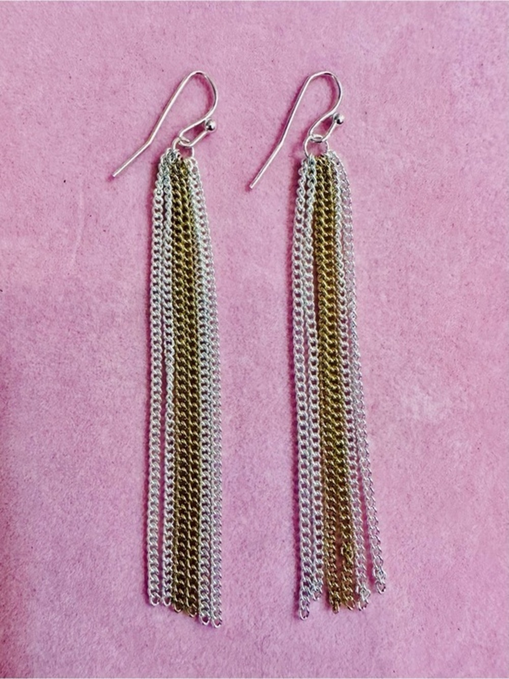 NWT Mixed Metal Chain Tassel Earrings